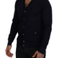 Elegant Dark Blue Cashmere Cardigan