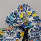 Majolica Print Cotton Hooded Sweater