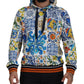 Majolica Print Cotton Hooded Sweater