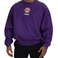 Elegant Purple Cotton Crewneck Sweater