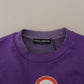 Elegant Purple Cotton Crewneck Sweater