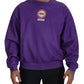 Elegant Purple Cotton Crewneck Sweater