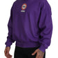 Elegant Purple Cotton Crewneck Sweater