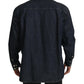 Elegant Slim Fit Dark Blue Casual Shirt