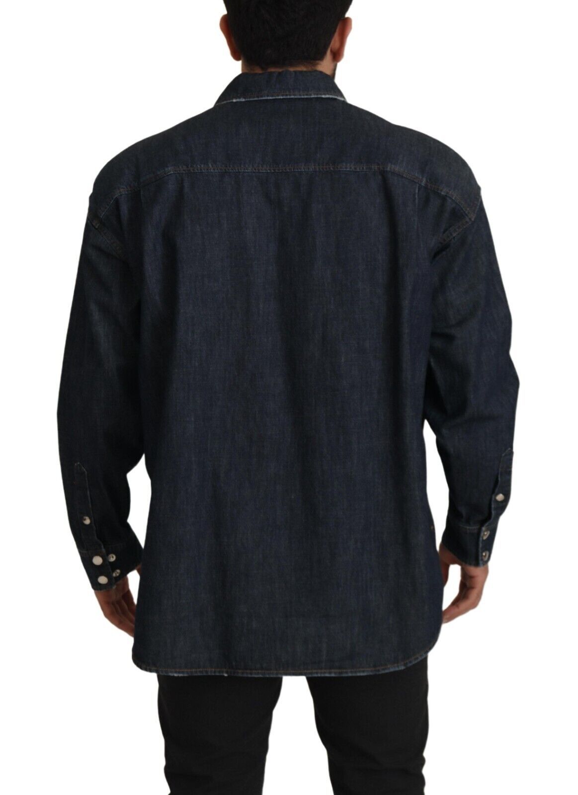 Elegant Slim Fit Dark Blue Casual Shirt