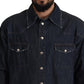 Elegant Slim Fit Dark Blue Casual Shirt