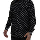 Elegant Black Polka Dot Silk Men's Shirt