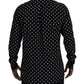Elegant Black Polka Dot Silk Men's Shirt