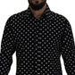 Elegant Black Polka Dot Silk Men's Shirt