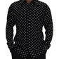 Elegant Black Polka Dot Silk Men's Shirt