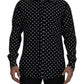 Elegant Black Polka Dot Silk Men's Shirt