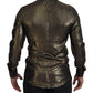 Elegant Gold Slim Fit Shirt with Crown Embroidery