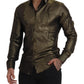 Elegant Gold Slim Fit Shirt with Crown Embroidery