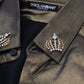 Elegant Gold Slim Fit Shirt with Crown Embroidery