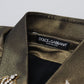 Elegant Gold Slim Fit Shirt with Crown Embroidery