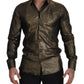 Elegant Gold Slim Fit Shirt with Crown Embroidery