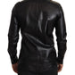 Elegant Leather Button-Down Slim Fit Shirt