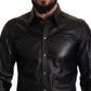 Elegant Leather Button-Down Slim Fit Shirt