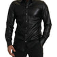 Elegant Leather Button-Down Slim Fit Shirt