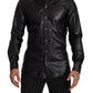 Elegant Leather Button-Down Slim Fit Shirt