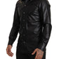 Elegant Leather Button-Down Slim Fit Shirt