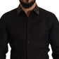 Elegant Slim Fit Black Cotton Shirt