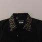 Elegant Slim Fit Black Cotton Shirt