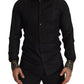 Elegant Slim Fit Black Cotton Shirt