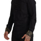 Elegant Slim Fit Black Cotton Shirt