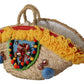Multicolor Crystal Embellished Straw Tote