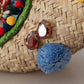 Multicolor Crystal Embellished Straw Tote