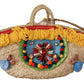 Multicolor Crystal Embellished Straw Tote