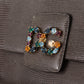 Elegant Gray Crystal-Embellished Shoulder Bag