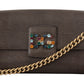 Elegant Gray Crystal-Embellished Shoulder Bag
