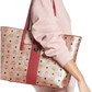 MCM Chamoagne Women's Gold Monogram Visetos Canvas Medium Tote Bag