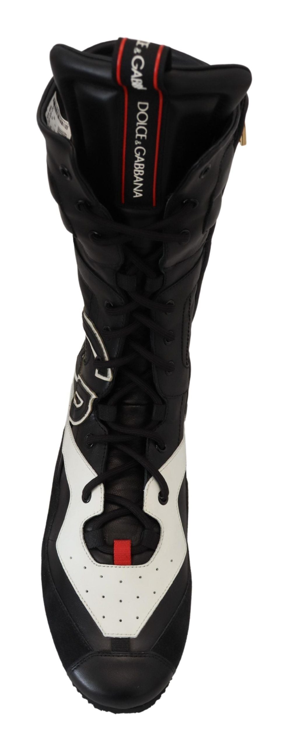 Elegant Black Leather High-Top Sneakers