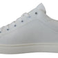 Elegant White Leather Low-Top Sneakers
