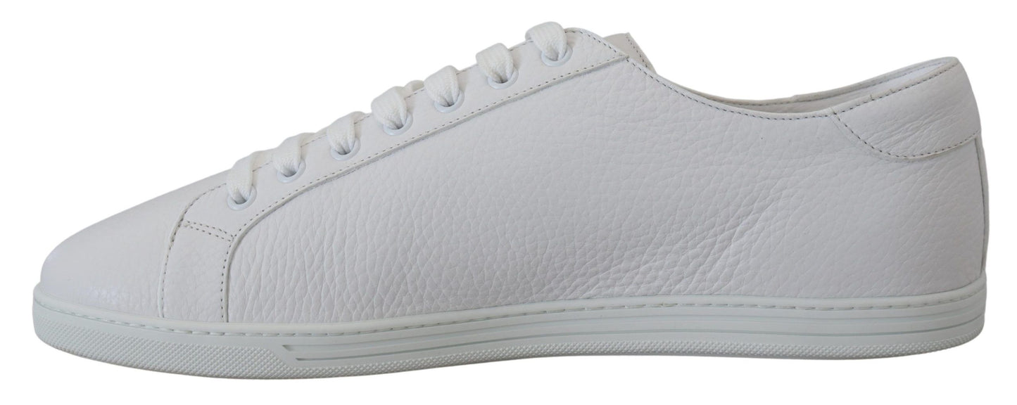 Italian Leather White Low-Top Sneakers
