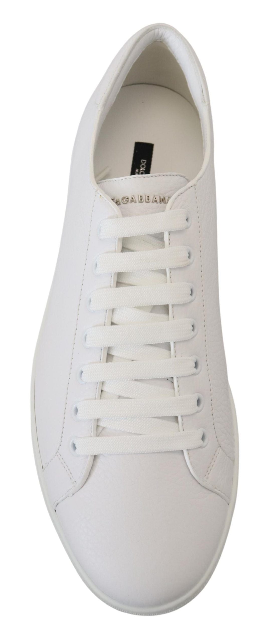 Italian Leather White Low-Top Sneakers