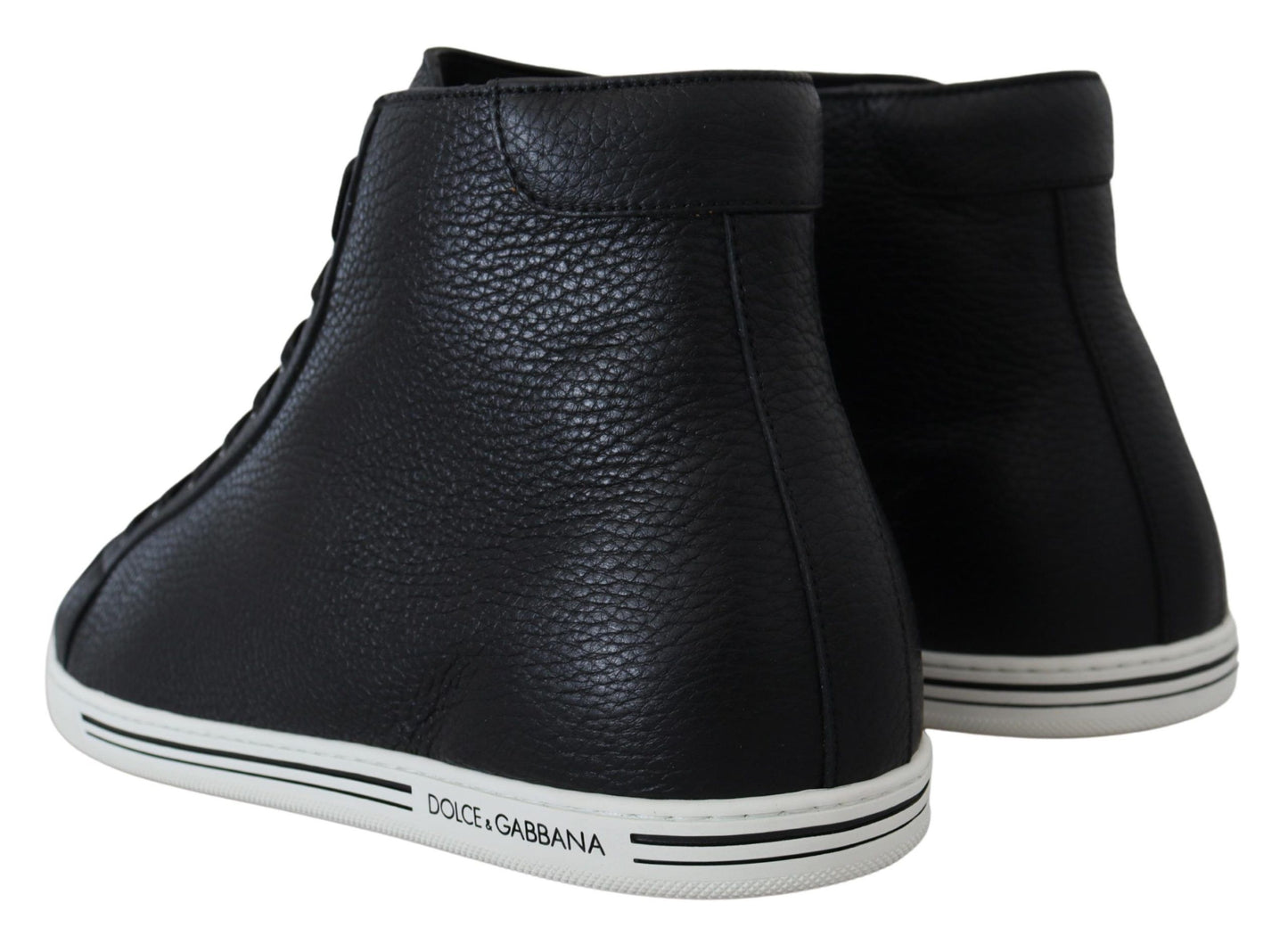 Elegant Black Leather High-Top Sneakers