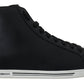 Elegant Black Leather High-Top Sneakers
