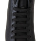 Elegant Black Leather High-Top Sneakers