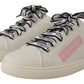 Chic White & Pink Leather Sneakers