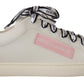 Chic White & Pink Leather Sneakers