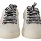 Chic White & Pink Leather Sneakers