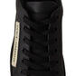 Black Gold Leather Low Top Sneakers Womens Shoes