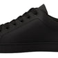 Black Gold Leather Low Top Sneakers Womens Shoes