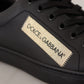 Black Gold Leather Low Top Sneakers Womens Shoes