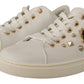 Studded Heart Leather Sneakers - Pure Elegance