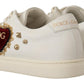Studded Heart Leather Sneakers - Pure Elegance